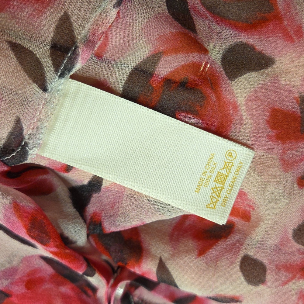 Kate Spade Roses Ruffle Silk Top In Size 2. - Picture 6 of 16